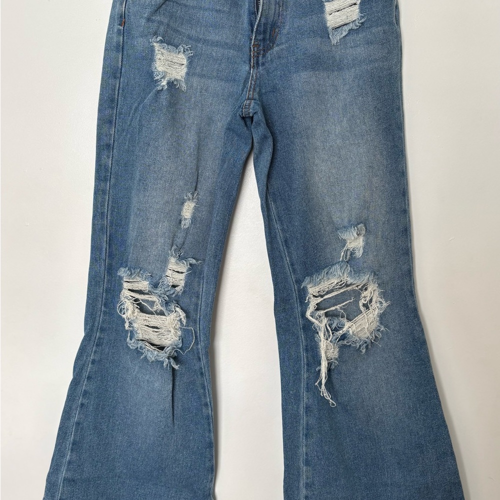 Almost Famous Distressed Blue Flare Jeans